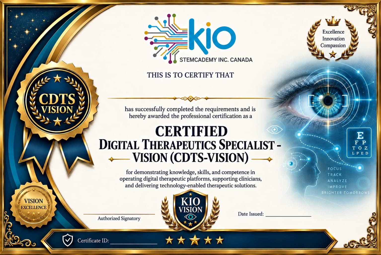 Certified Digital Therapeutics Specialist, Vision certificate